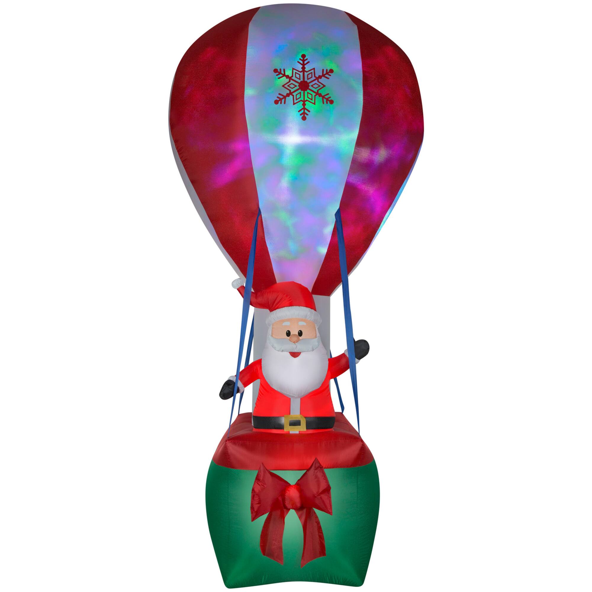 12ft. Airblown® Inflatable Christmas Santa in Hot Air Balloon with Northern Sky Light Show